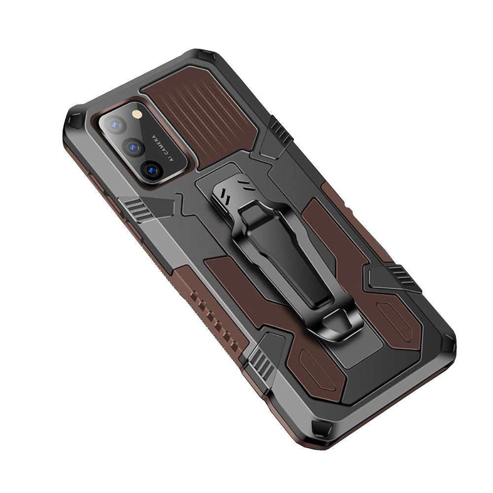 Samsung Galaxy A02S Hybrid Tough Case m. Klipp - Svart / kaffe