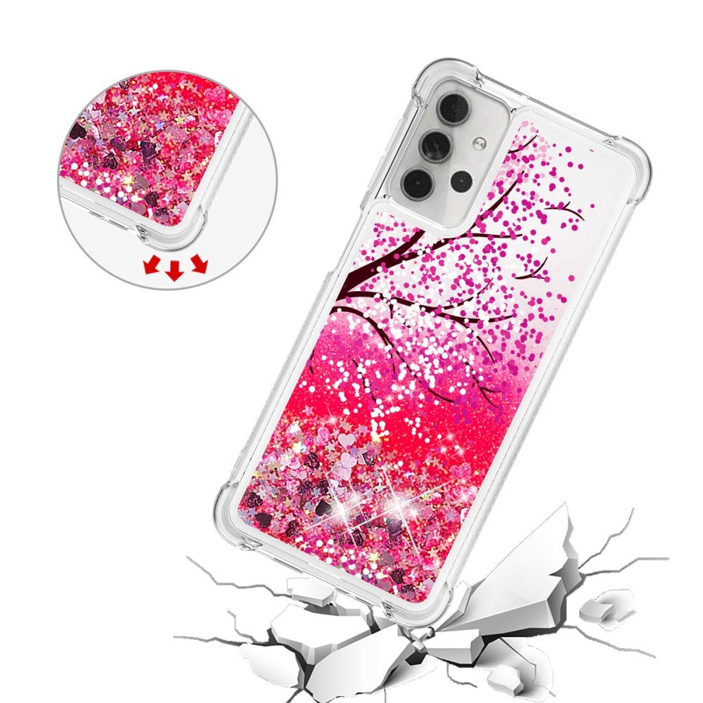 Samsung Galaxy A32 (5G) Shockproof Skal Plast - Glitter - Rosa Träd