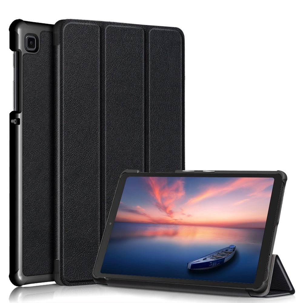 Samsung Galaxy Tab A7 Lite Tri-Fold Leather Case - Svart