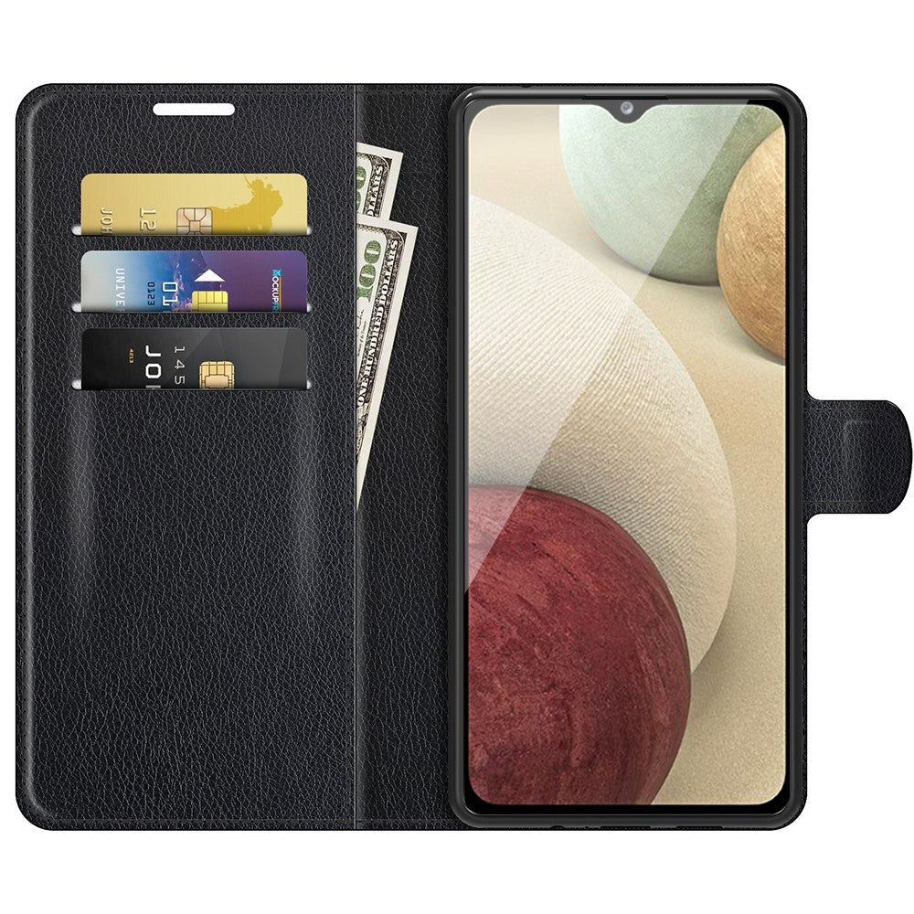 Samsung Galaxy A22 (4G) Litchi Leather Wallet Case - Svart