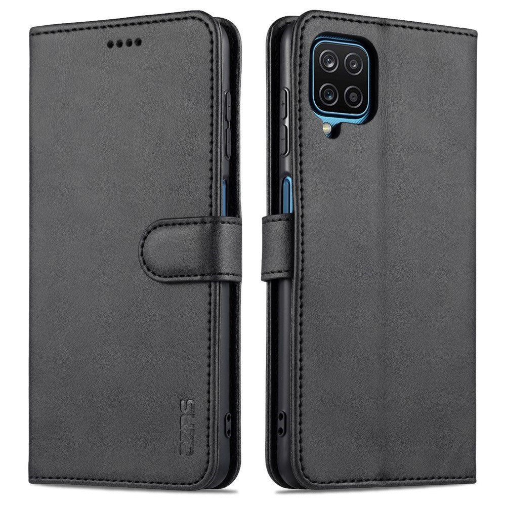 EIDERWOOD Samsung Galaxy A12 Konstläder Flip Fodral m. Korthållare & Ställfunktion - Svart