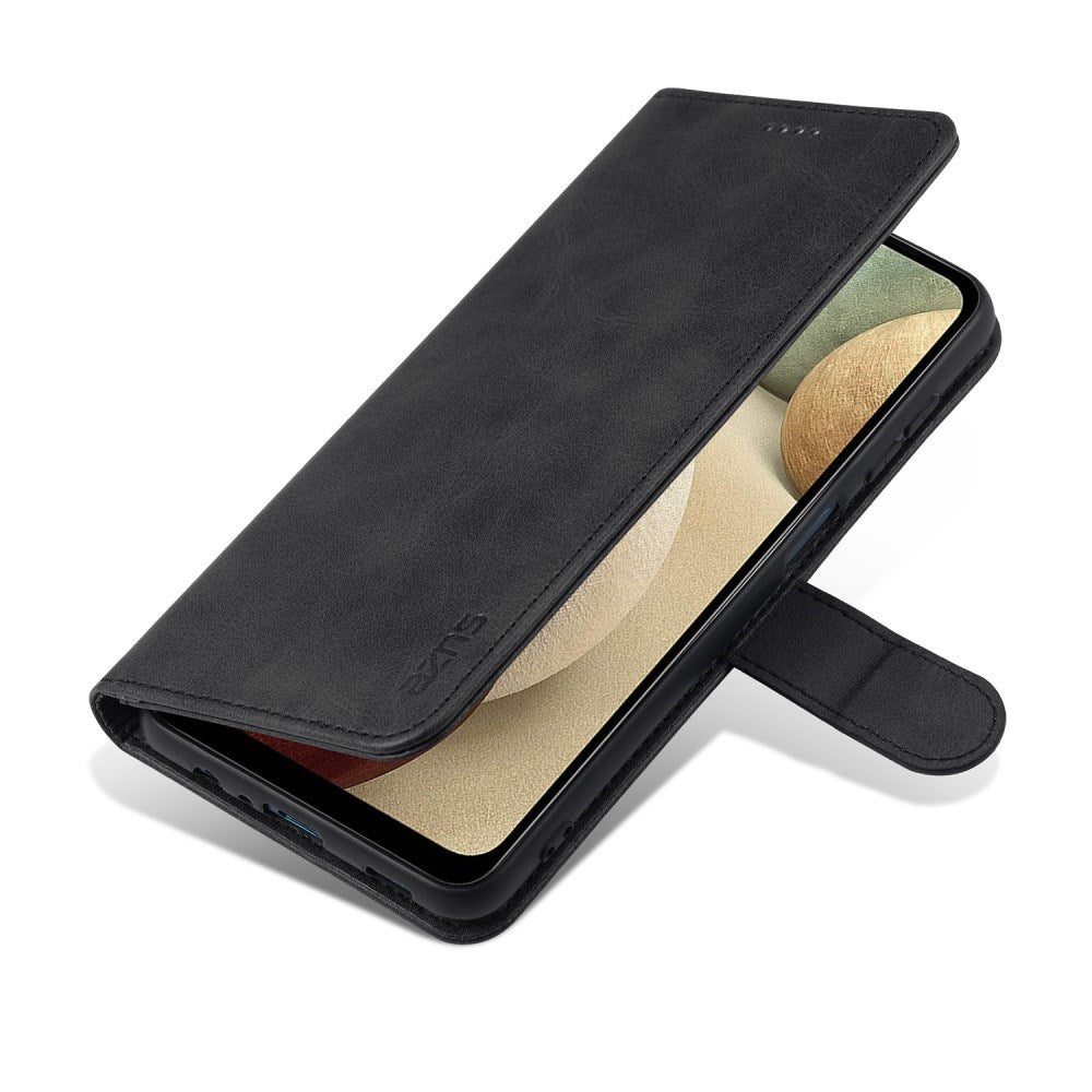 EIDERWOOD Samsung Galaxy A12 Konstläder Flip Fodral m. Korthållare & Ställfunktion - Svart
