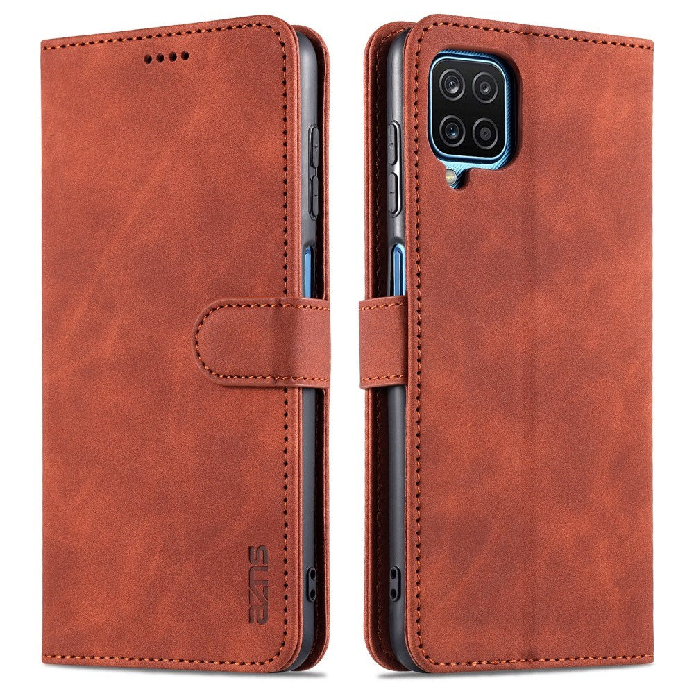 EIDERWOOD Samsung Galaxy A12 Konstläder Flip Fodral m. Korthållare & Ställfunktion - Brun