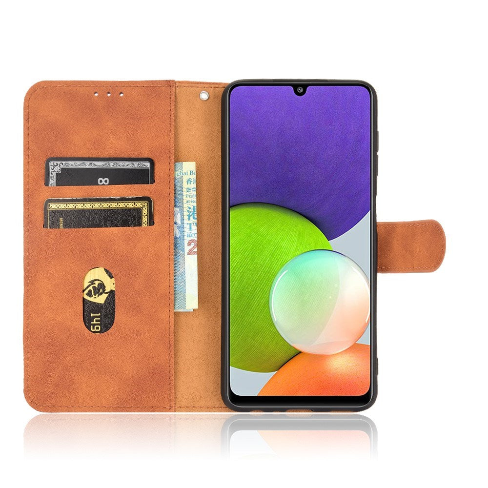 EIDERWOOD Samsung Galaxy A22 (4G) Konstläder Flip Fodral m. Korthållare & Ställfunktion - Brun