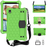 Samsung Galaxy Tab A7 Lite 8.7" Kids Case m. Shoulder Strap - Beehive Pattern - Green