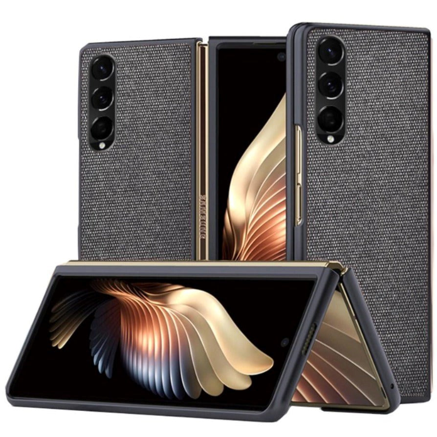 Samsung Galaxy Z Fold3 5G kolfiberLäderfodral - Svart