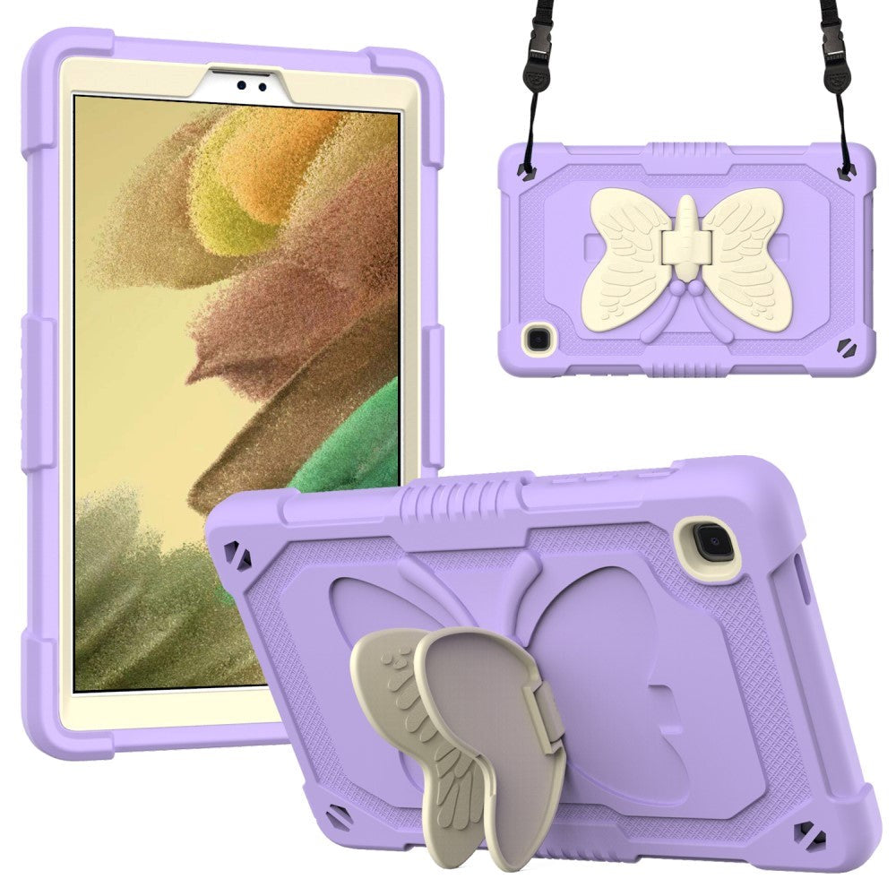 Samsung Galaxy Tab A7 Lite Kids Case - Butterfly Stativfunktion Case - Purple & Grey