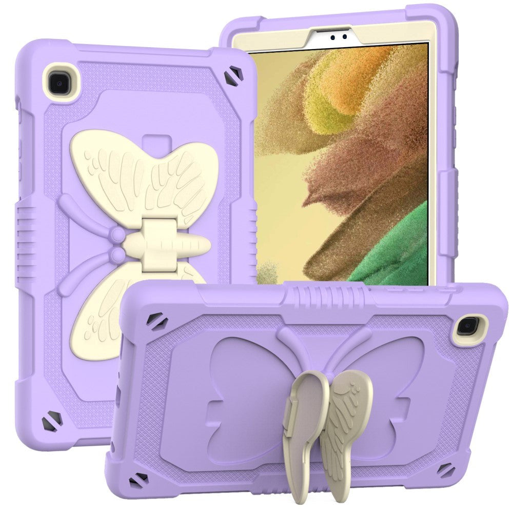 Samsung Galaxy Tab A7 Lite Kids Case - Butterfly Stativfunktion Case - Purple & Grey