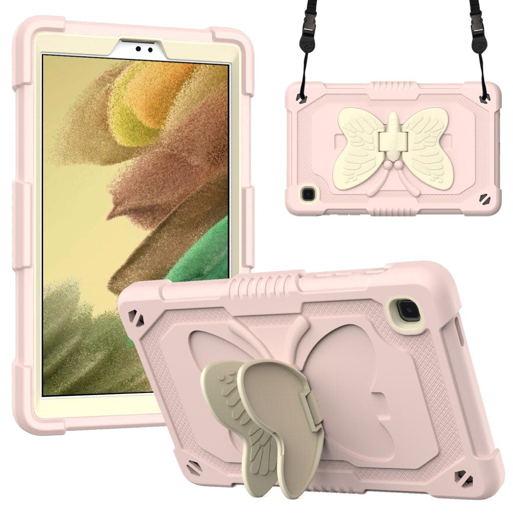 Samsung Galaxy Tab A7 Lite Kids Case - Butterfly Stativfunktion Case - Pink & Grey