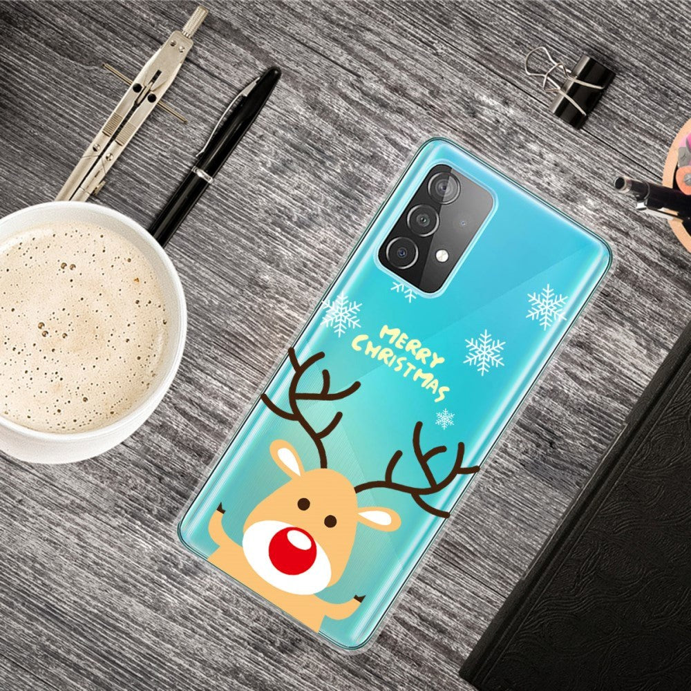 Samsung Galaxy A72 5G / 4G flexibel plast Skal med Jul-tema - God jul - Rudolf