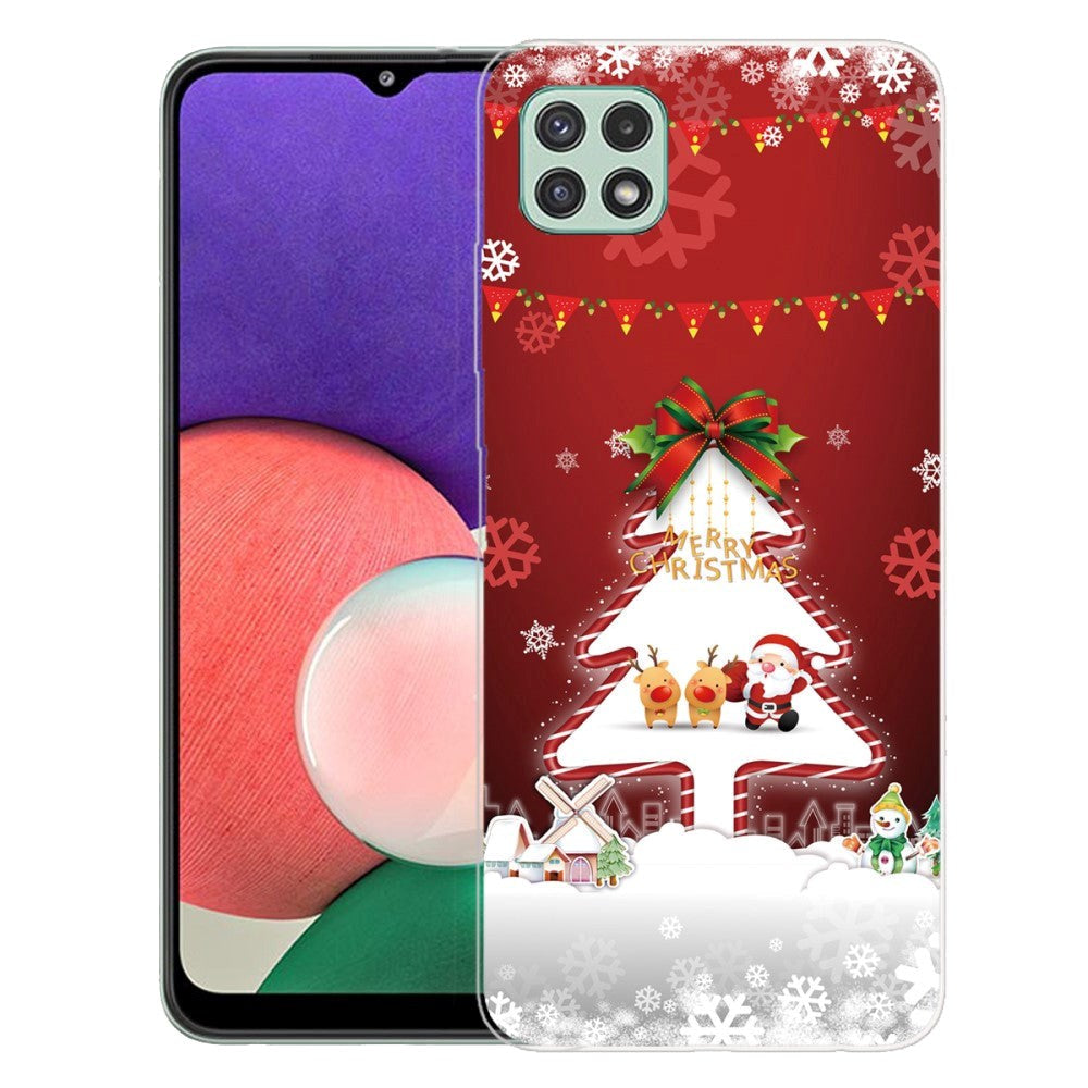 Samsung Galaxy A22 (5G) Flexibel plast Skal med Jul-tema - God jul - julgran & snöflinga