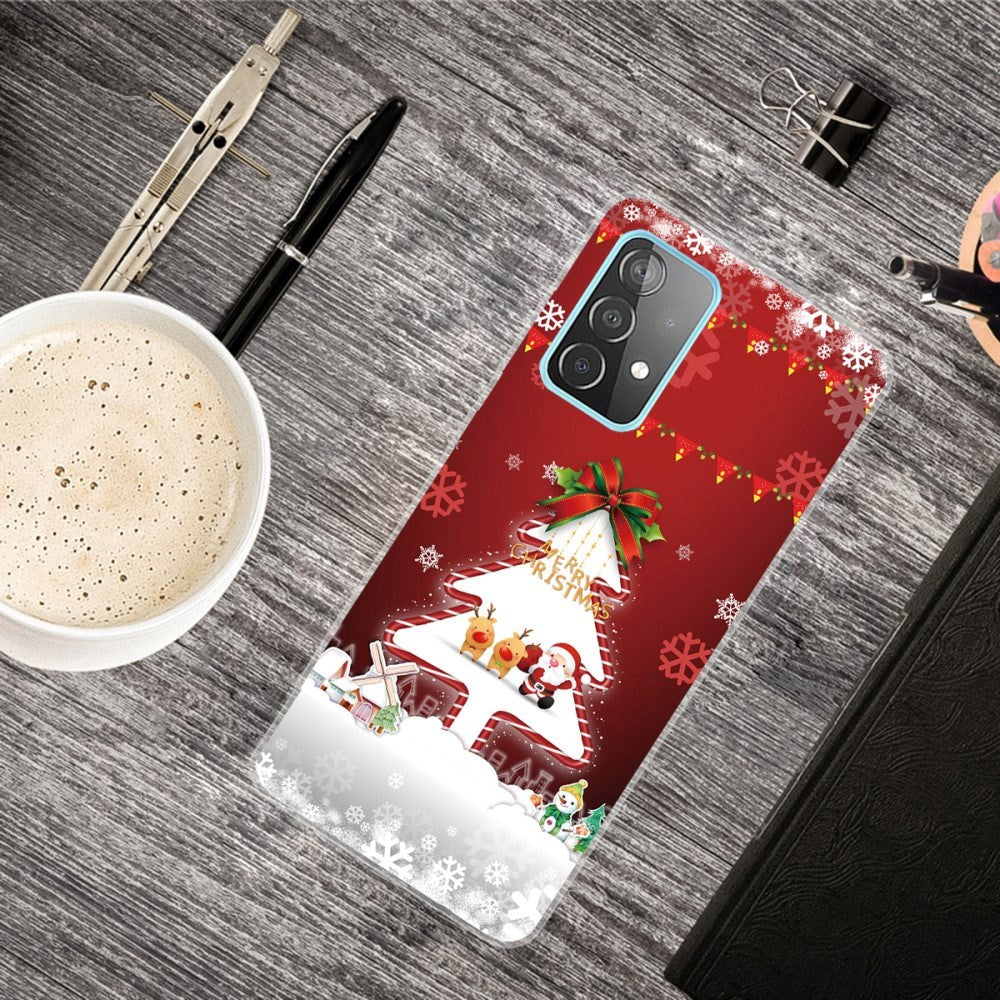 Samsung Galaxy A32 (4G) Flexibel plast Skal med Jul-tema - God jul - julgran & snöflinga