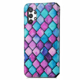 Samsung Galaxy A32 (4G) Caseneo Leather Wallet Case & Colorful Print - Purple Scales