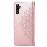 Samsung Galaxy A04s / A13 (5G) Plånboksfodral med Rem - Imitationsläder - Rödguldig Mandala