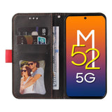 Samsung Galaxy M52 (5G) Tvåfärgad läderplånbok - Röd / Svart