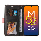 Samsung Galaxy M52 (5G) Tvåfärgad läderplånbok - rosa / Svart