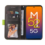 Samsung Galaxy M52 (5G) Tvåfärgad läderplånbok - Grönt / Svart