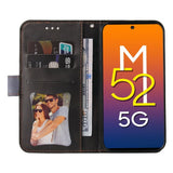 Samsung Galaxy M52 (5G) Tvåfärgad läderplånbok - Grå / Svart