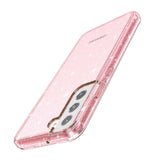 Samsung Galaxy S22 Hybridplast Skal - Transparent / Rosa Glitter