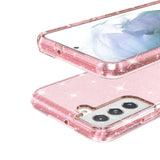 Samsung Galaxy S22 Hybridplast Skal - Transparent / Rosa Glitter