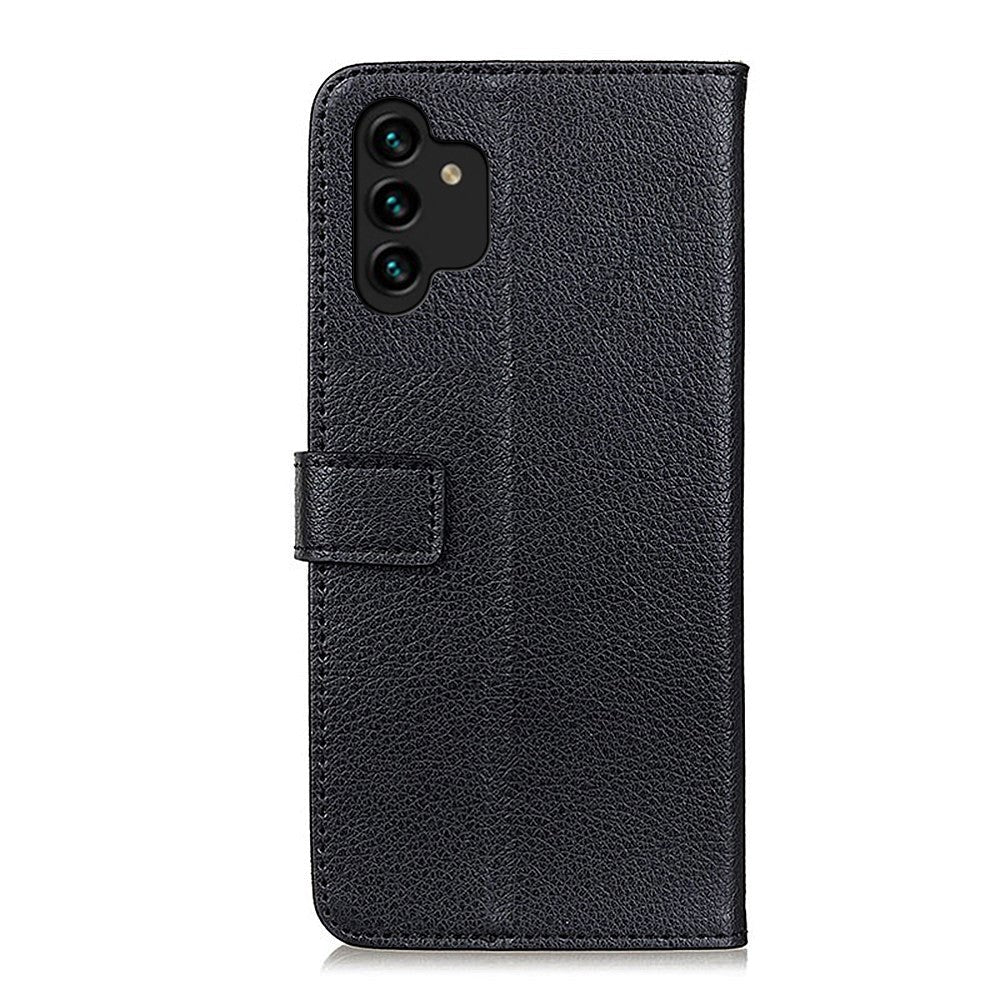 Samsung Galaxy A13 (4G) Litchi Leather Wallet Case - Svart