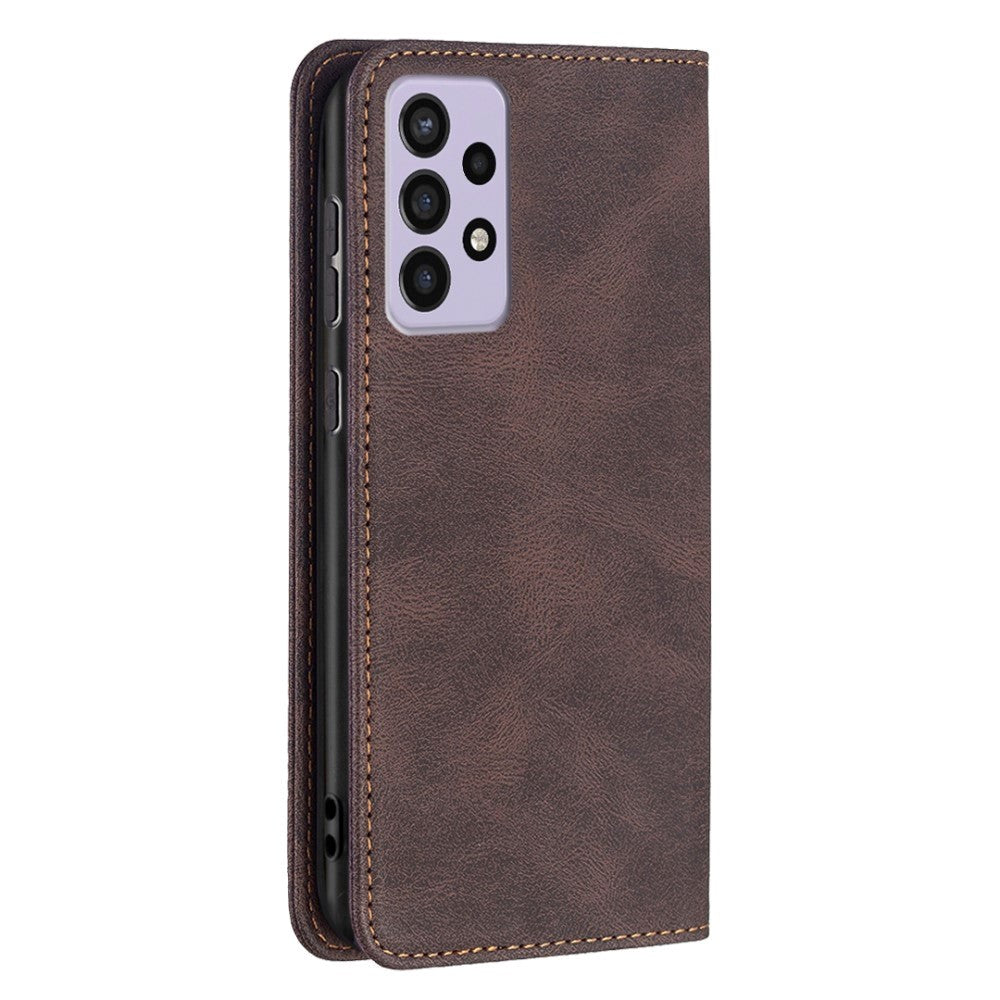 Samsung Galaxy A73 (5G) Binfen Soft Leather Wallet Case - Integrated Magnet - Brown