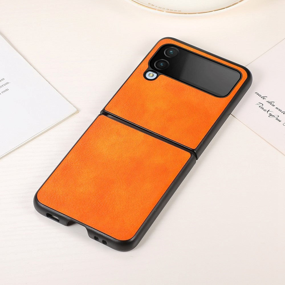 Samsung Galaxy Z Flip4 (5G) Hybrid Litchi Back Case - Orange