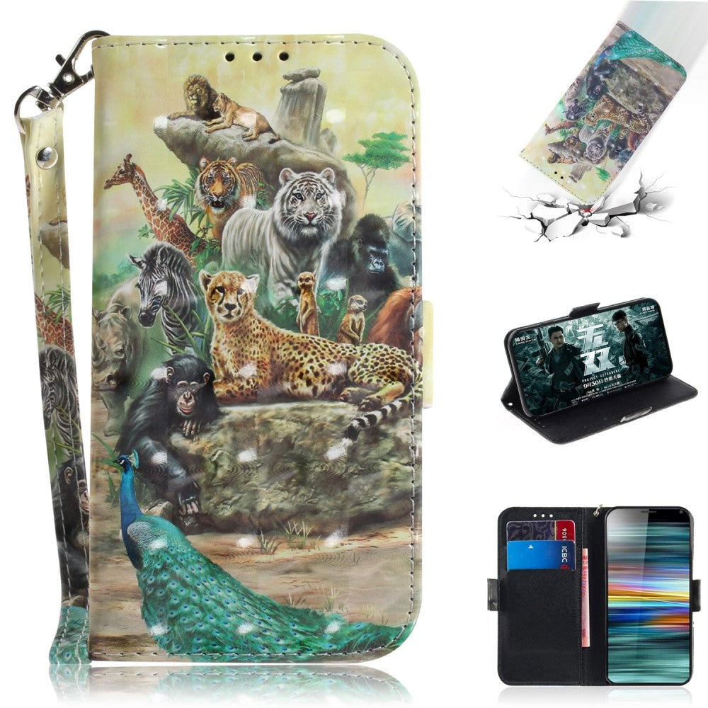 Sony Xperia 10 Light Spot Leather Flip Case - Jungle Animal