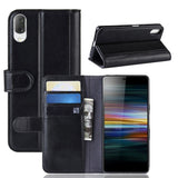 Sony Xperia L3 Leather Wallet Case - Svart