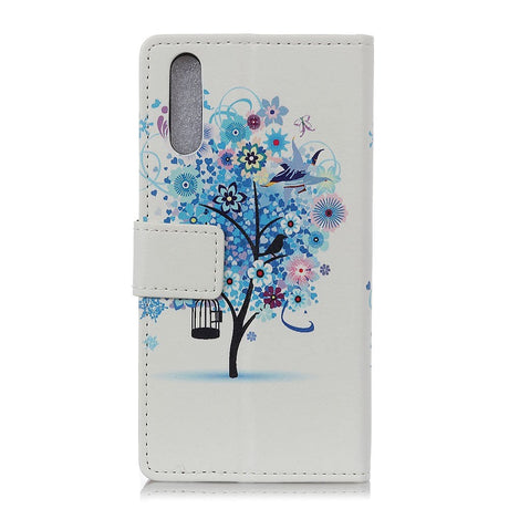 Sony Xperia L4 Leather Wallet Case - Flowers Wood Blue