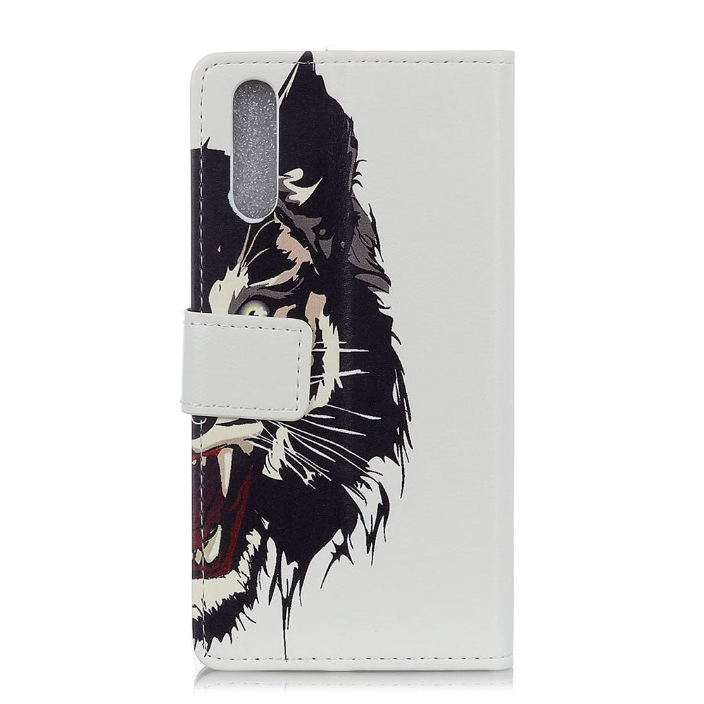 Sony Xperia L4 Leather Wallet Case - Tiger and Wolf