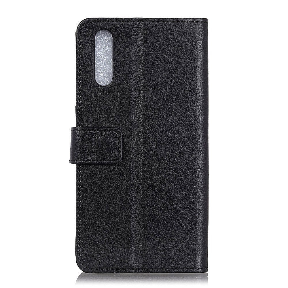 Sony Xperia L4 Litchi Texture Leather Stand Wallet Case - Svart