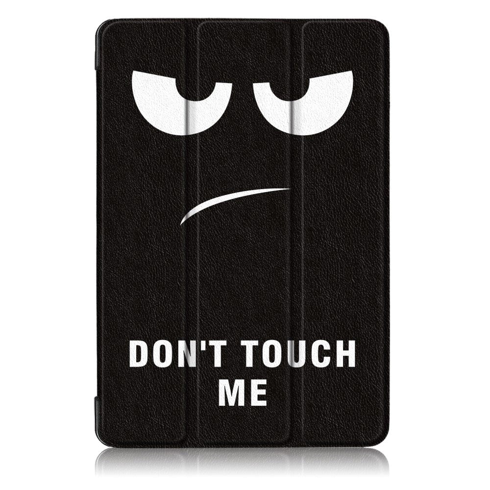 Huawei Mediapad T5 10 CASE - Foldbart Läderfodral m. "Don't Touch My Pad" - Svart