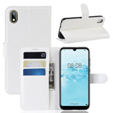 Huawei Y5 (2019) Litchi Leather Wallet Case - White