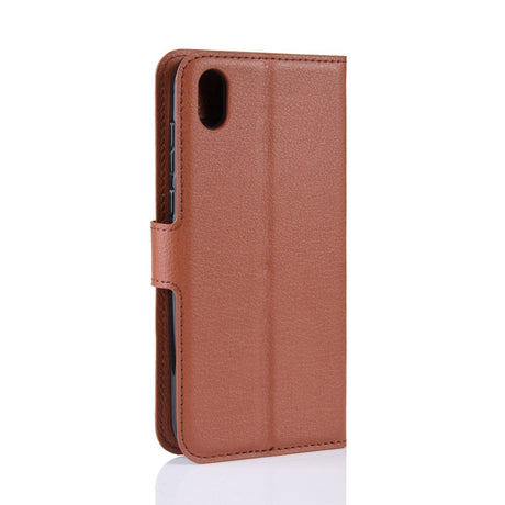 Huawei Y5 (2019) Litchi Leather Wallet Case - Brown