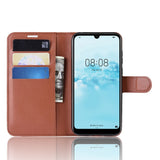 Huawei Y5 (2019) Litchi Leather Wallet Case - Brown