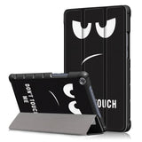 Huawei Mediapad M5 Lite 8 Läderfodral m. Fold & Stand Function - Angry Smiley "Don't Touch Me"