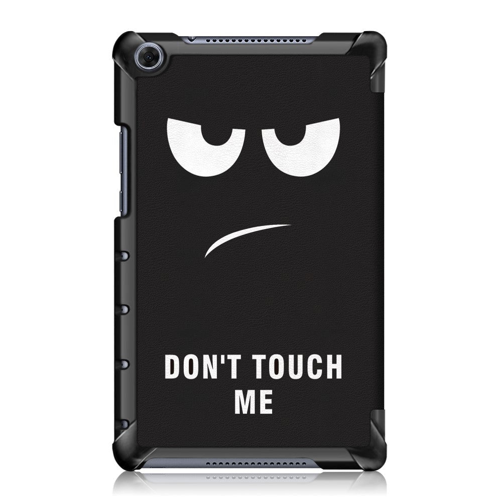 Huawei Mediapad M5 Lite 8 Läderfodral m. Fold & Stand Function - Angry Smiley "Don't Touch Me"