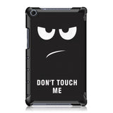 Huawei Mediapad M5 Lite 8 Läderfodral m. Fold & Stand Function - Angry Smiley "Don't Touch Me"