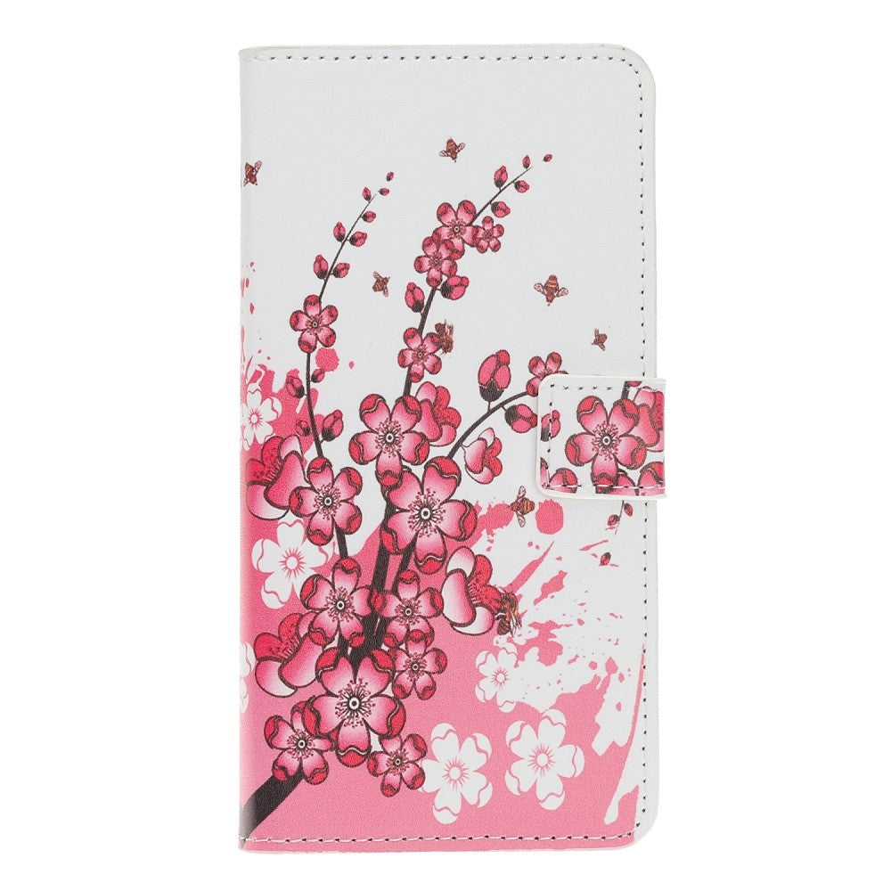 Huawei Y5 (2019) Flip Case m. Rosa blommor