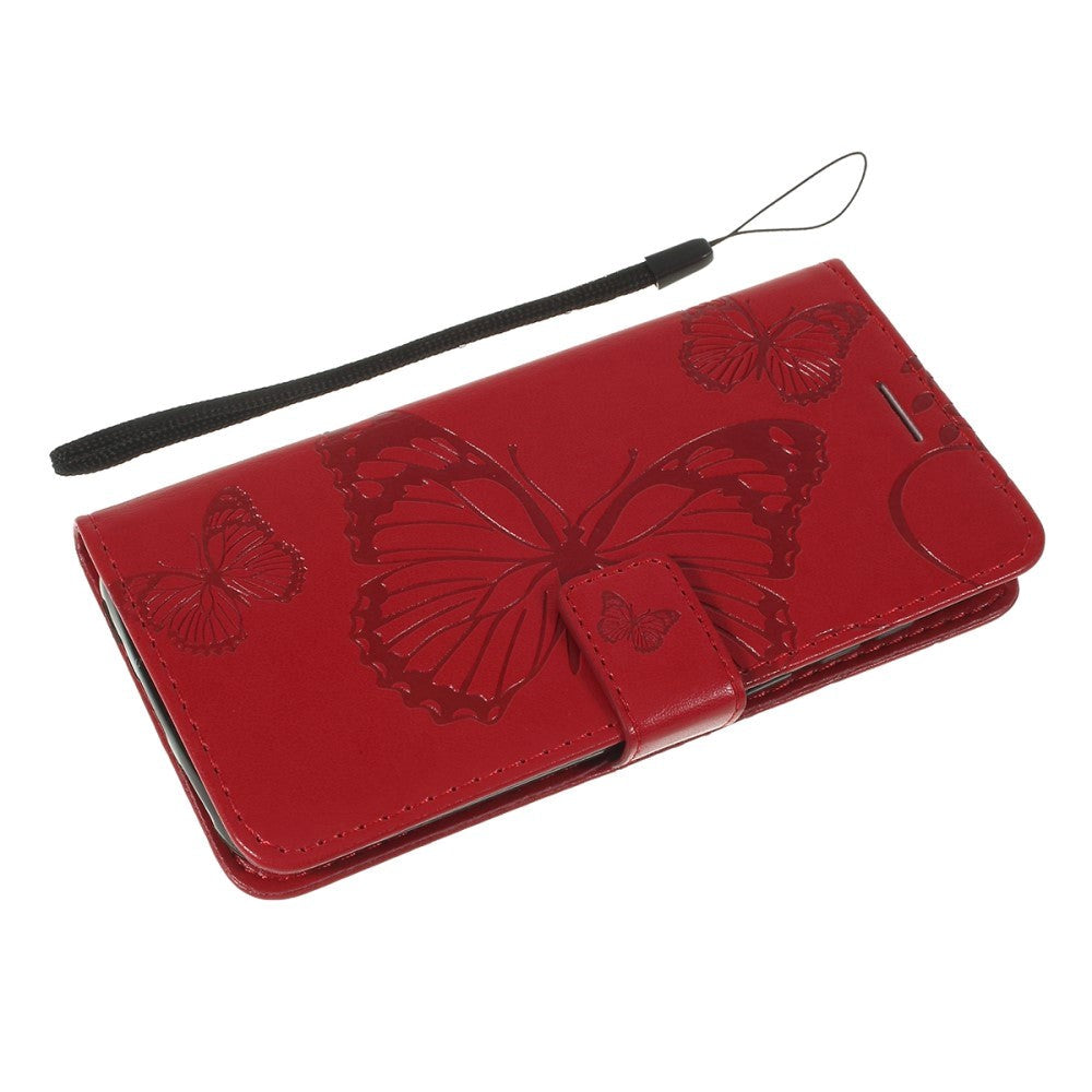 Huawei Y5 (2019) Läderfodral - Red Butterfly