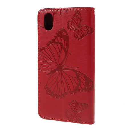 Huawei Y5 (2019) Läderfodral - Red Butterfly