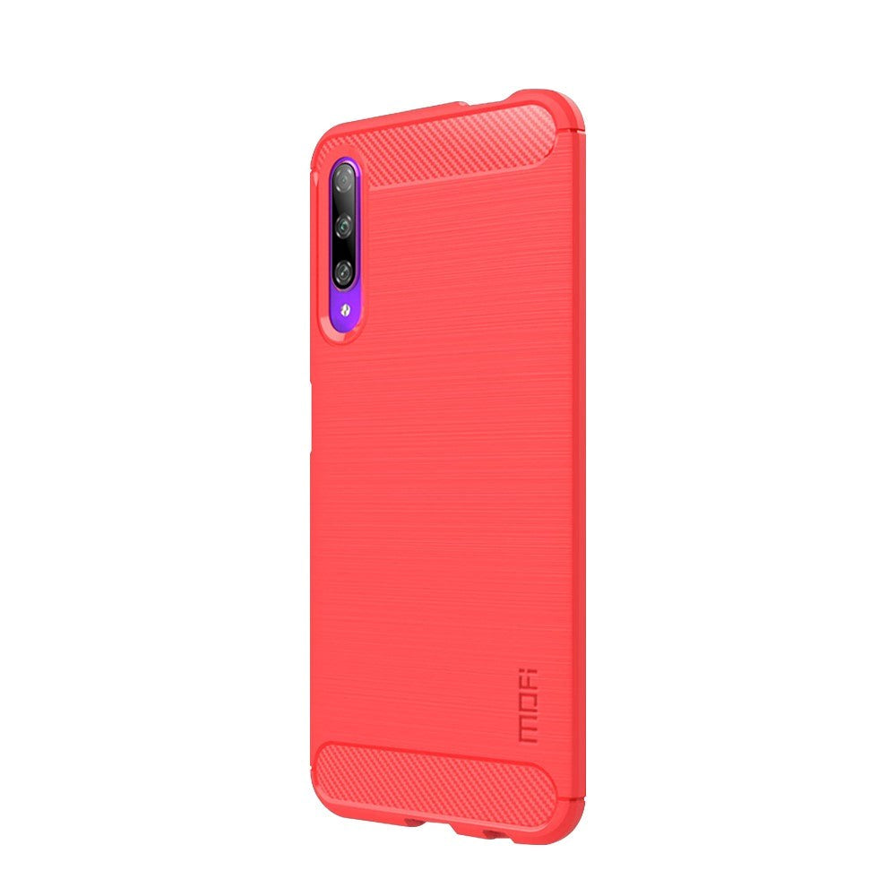 Huawei P Smart Pro Flexible Plastic Case m. kolfiberutseende - röd