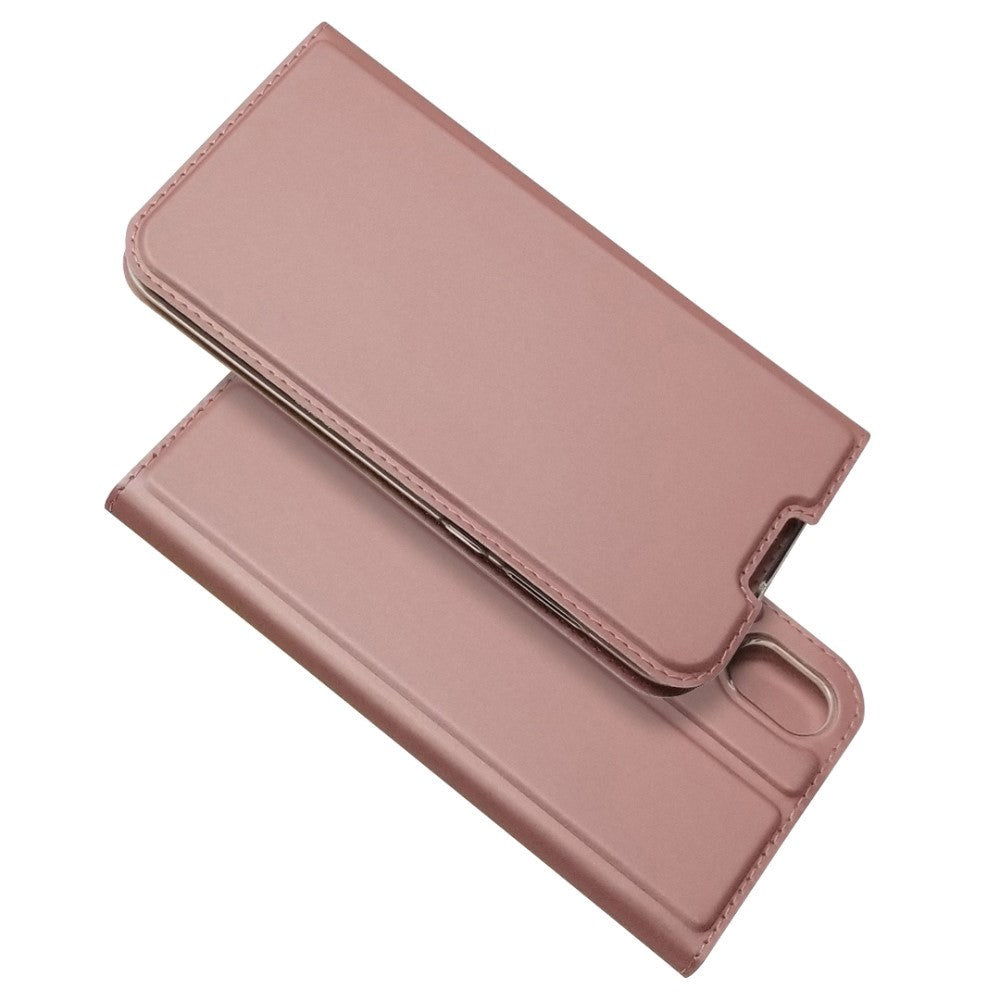 Huawei Y5 (2019) Slim Leather Flip Case m. Korthållare - Rose Gold