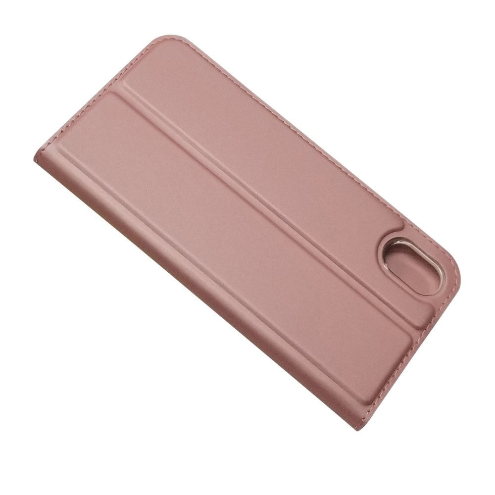 Huawei Y5 (2019) Slim Leather Flip Case m. Korthållare - Rose Gold