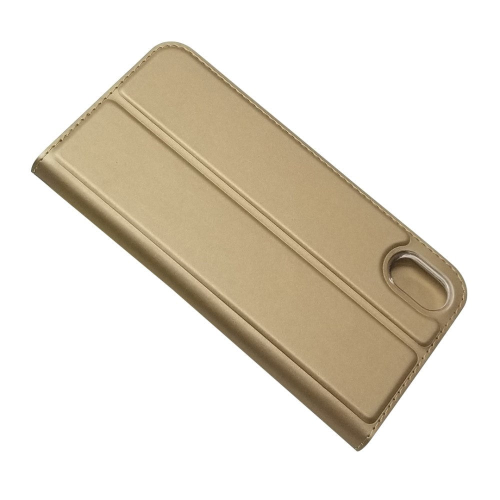 Huawei Y5 (2019) Slim Leather Flip Case m. Korthållare - Guld