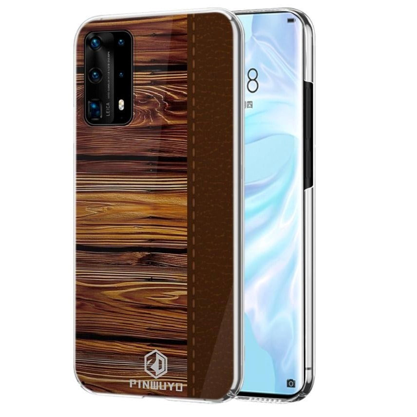 Huawei P40 Pro Pinwuyo Wood Grain Style Case - Brown