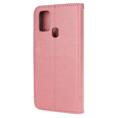 Huawei P Smart (2020) Läderplånbok - Blommor och fjärilar rosa