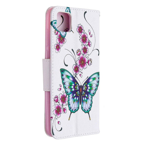 Huawei Y5p rutigt läderplånbok - Butterfly