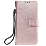 Huawei Honor 9x Lite Leather Wallet Case Mandala Mönster Rose Gold